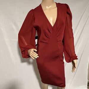 Marciano Deep Red Long Sleeve Dress